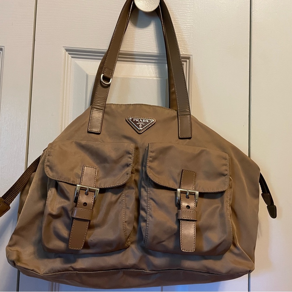 Vintage Dark Tan Nylon Authentic Purse